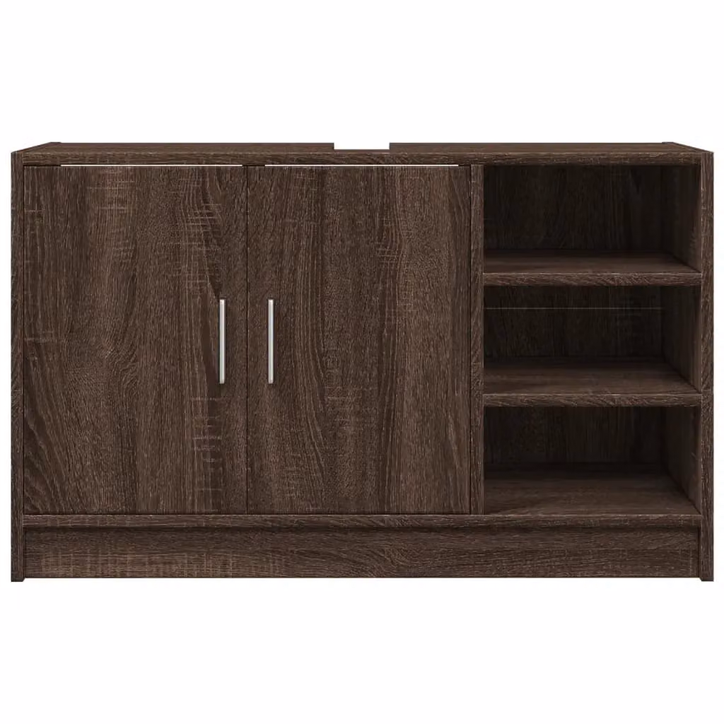 Berkfield Home Sink Cabinet in Brown Oak, W/D/H: 90 x 29 x 55 cm – 2