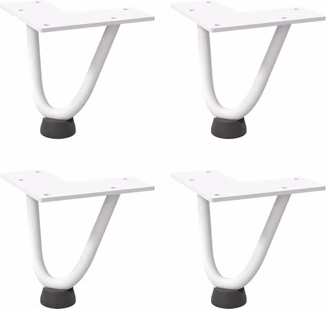 Berkfield Home White Solid Steel Hairpin Table Legs, 4 Pieces, Height: 10 cm