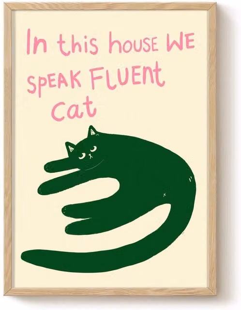 The Paper Tail Fluent Cat Print Multicolour Paper Poster W/H: 29.7 x 42.0 cm