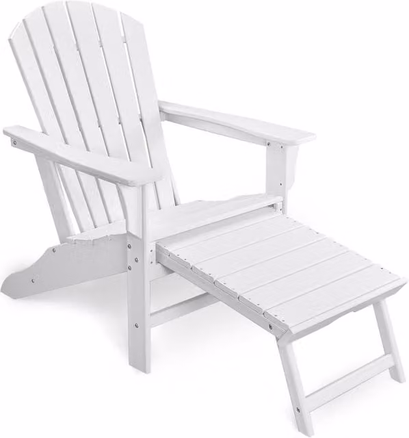 Mona Vale Furniture All-Weather Foldable Adirondack Lounge Chair with Footrest in White – 1