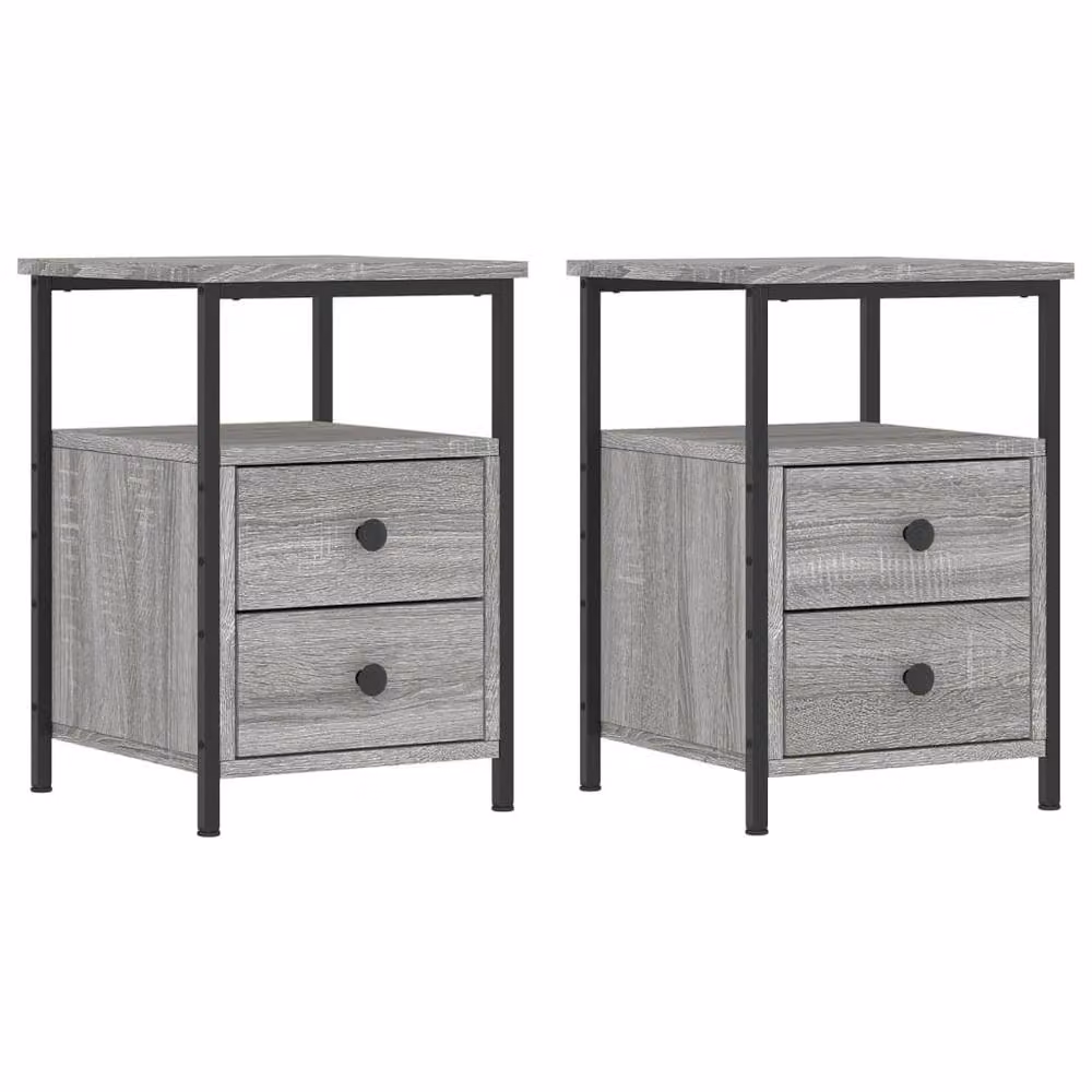 Berkfield Home Set of 2 Durable Bedside Cabinets in Grey Sonoma, W/D/H: 34 x 35.5 x 50 cm – 3
