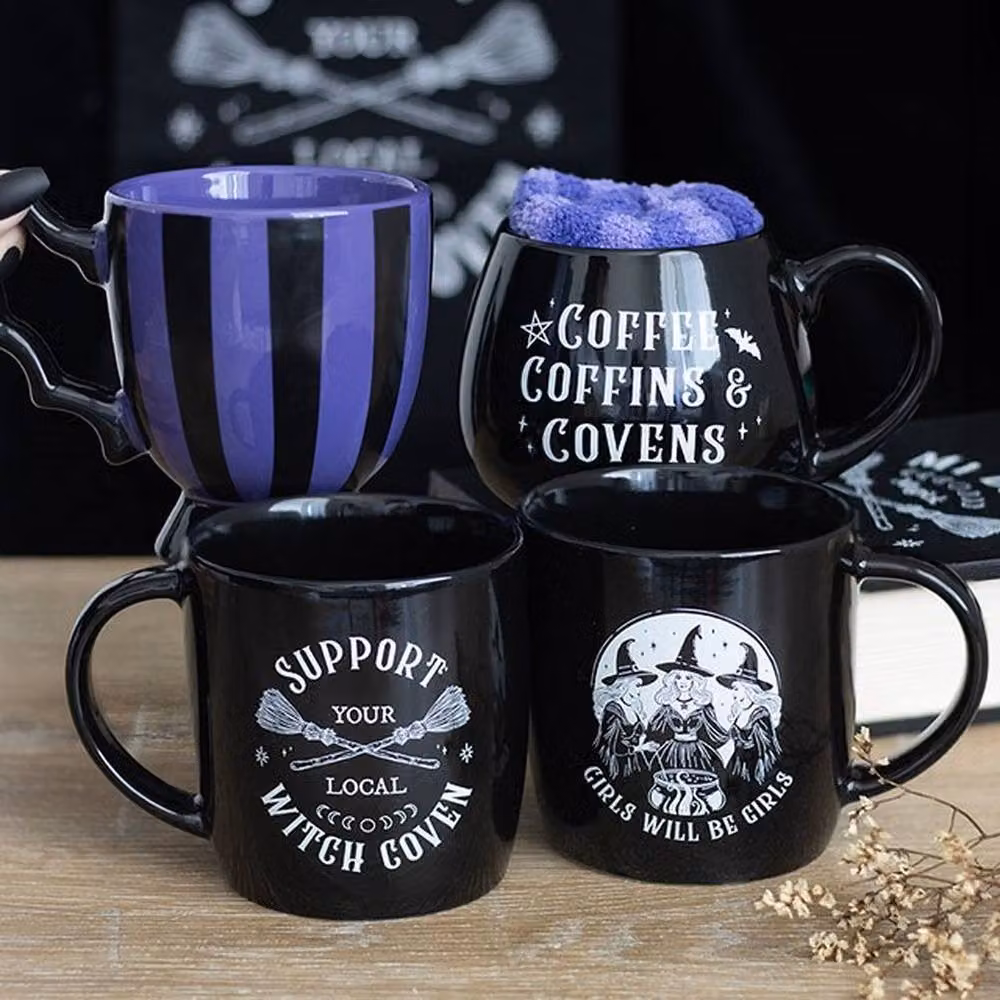 Uniqueful Support Your Local Witch Coven Ceramic Mug in Black, 1000ml – 2