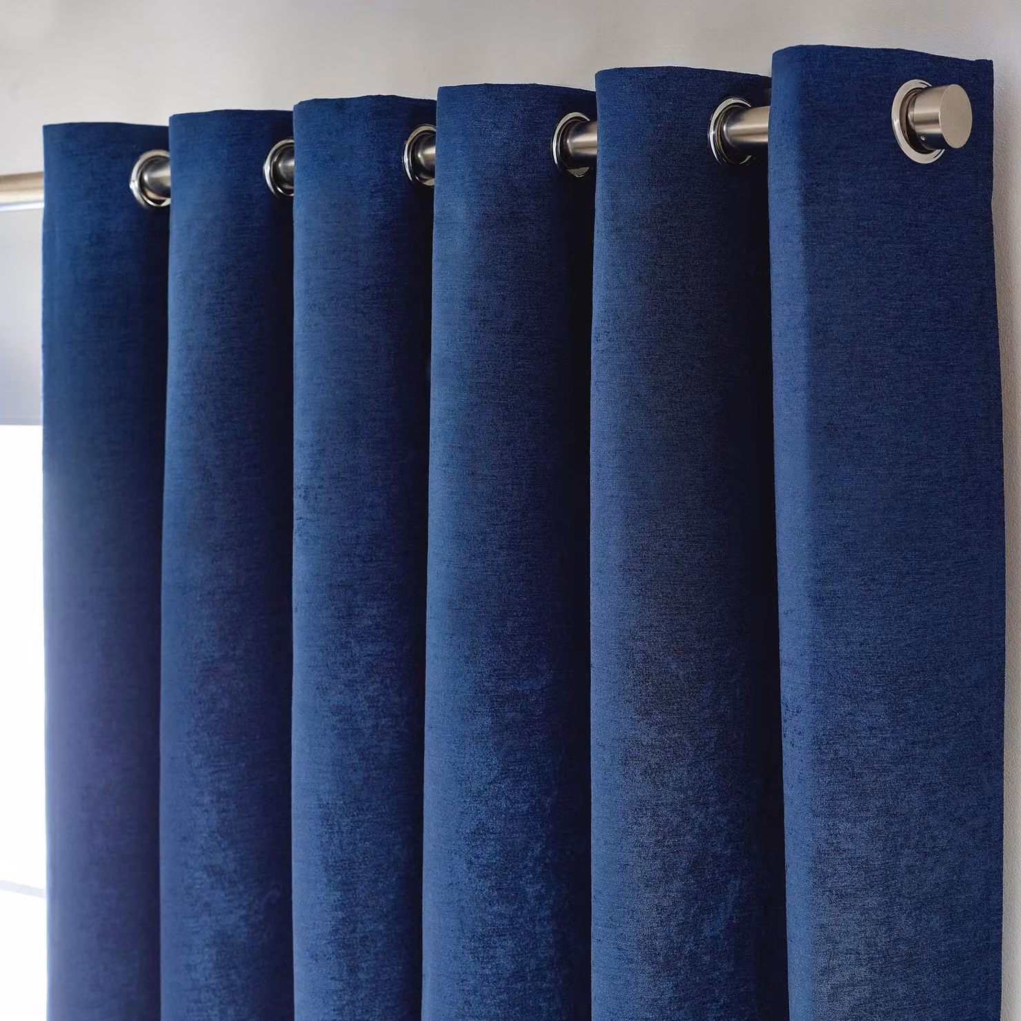 Luxor Living Blue Chenille Blackout Eyelet Curtains, Thermal Insulating Pair, Width: 229 cm, Drop: 229 cm – 2