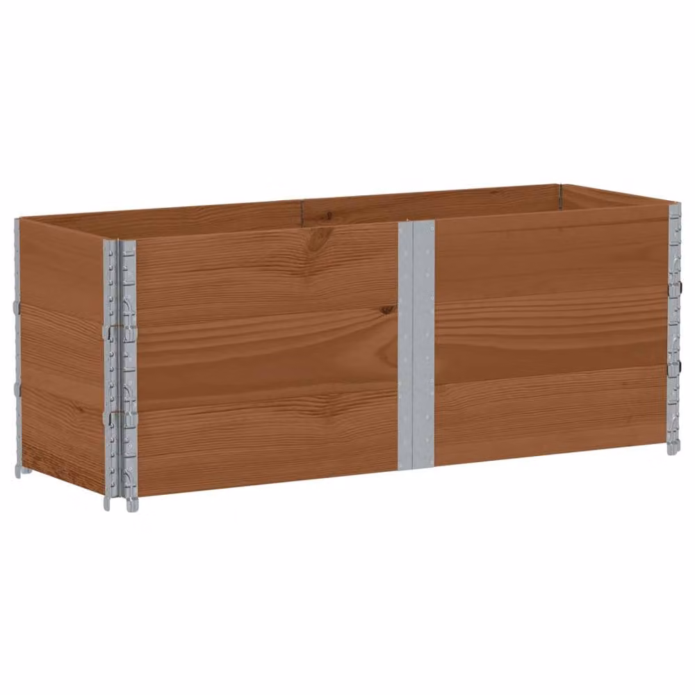 Berkfield Home Garden Brown Wooden Raised Bed Planter with Galvanised Steel, W: 150 cm, D: 50 cm, H: 50 cm – 2