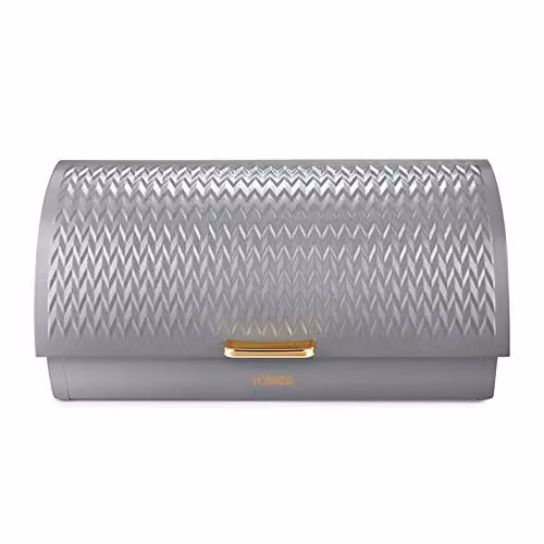 Tower Empire Roll Top Bread Bin, Stainless Steel, Grey