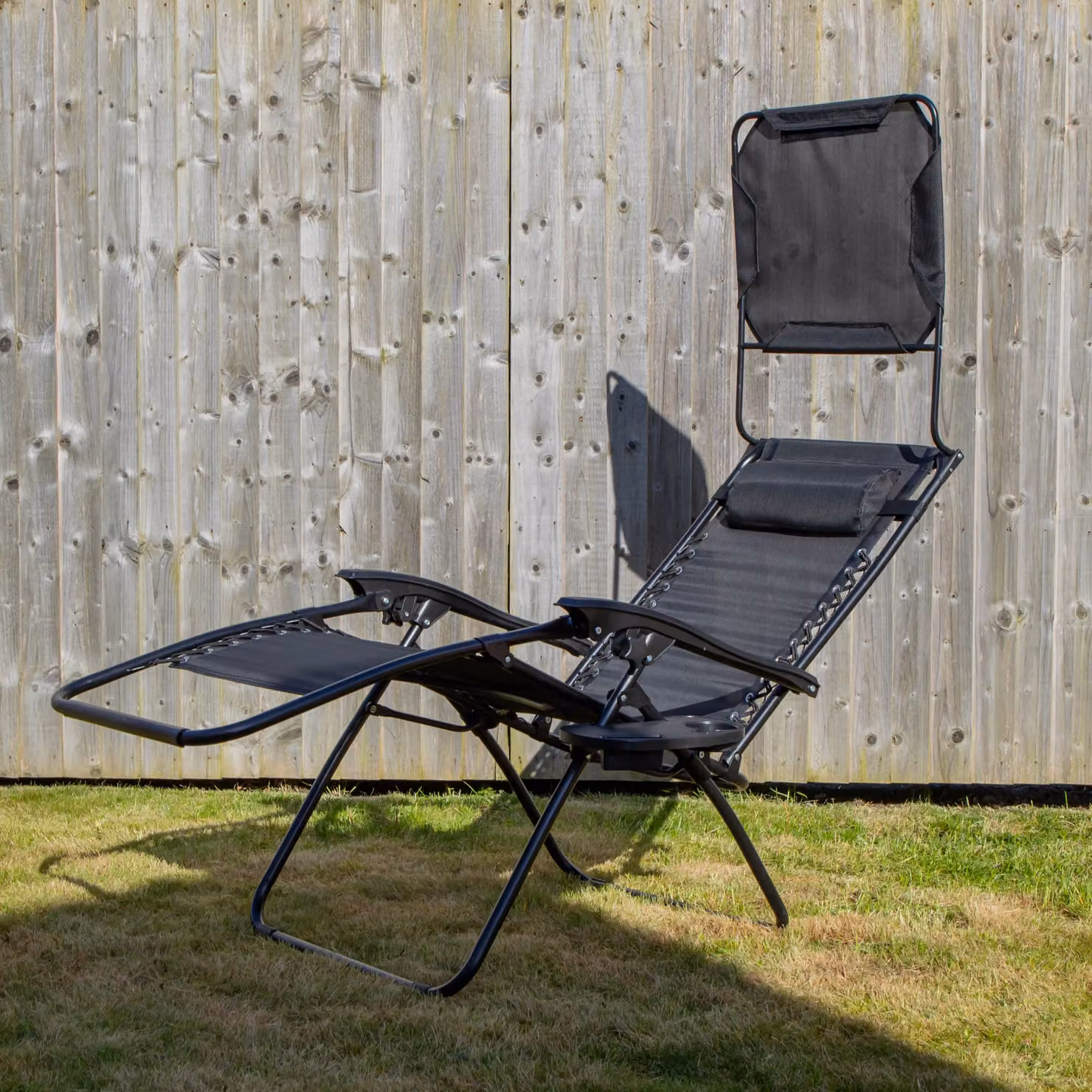 Samuel Alexander Multi Position Garden Gravity Relaxer Sun Lounger with Sun Canopy in Black – 3