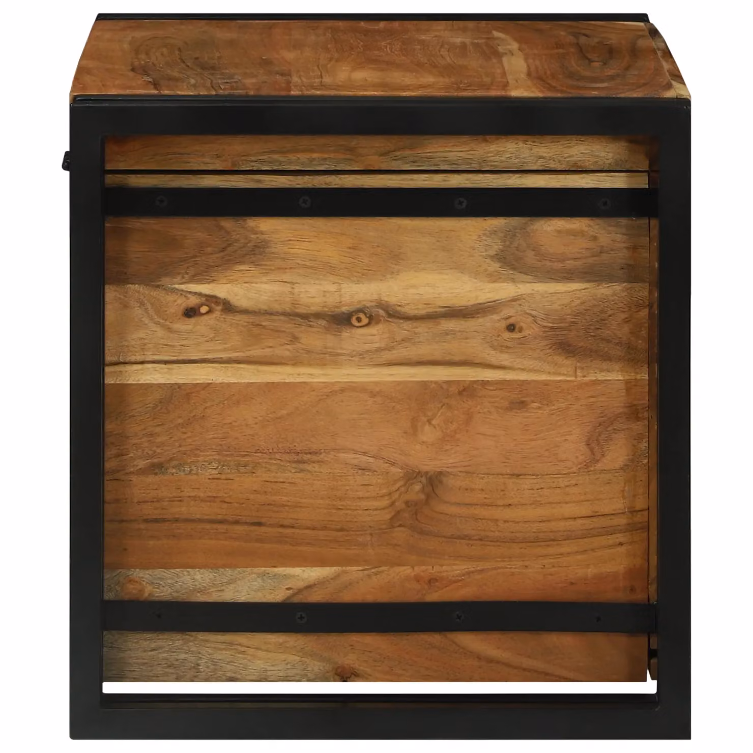 Berkfield Home Brown Solid Acacia Wood and Metal Industrial Storage Box, W/D/H: 60 x 40 x 41 cm – 4