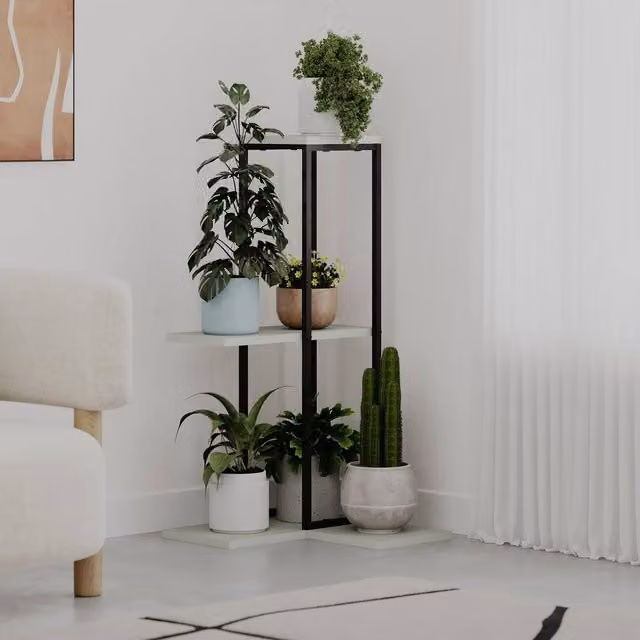 Decortie Vetra Modern Metal Shelving Unit Display Stand in Matt Green – 1