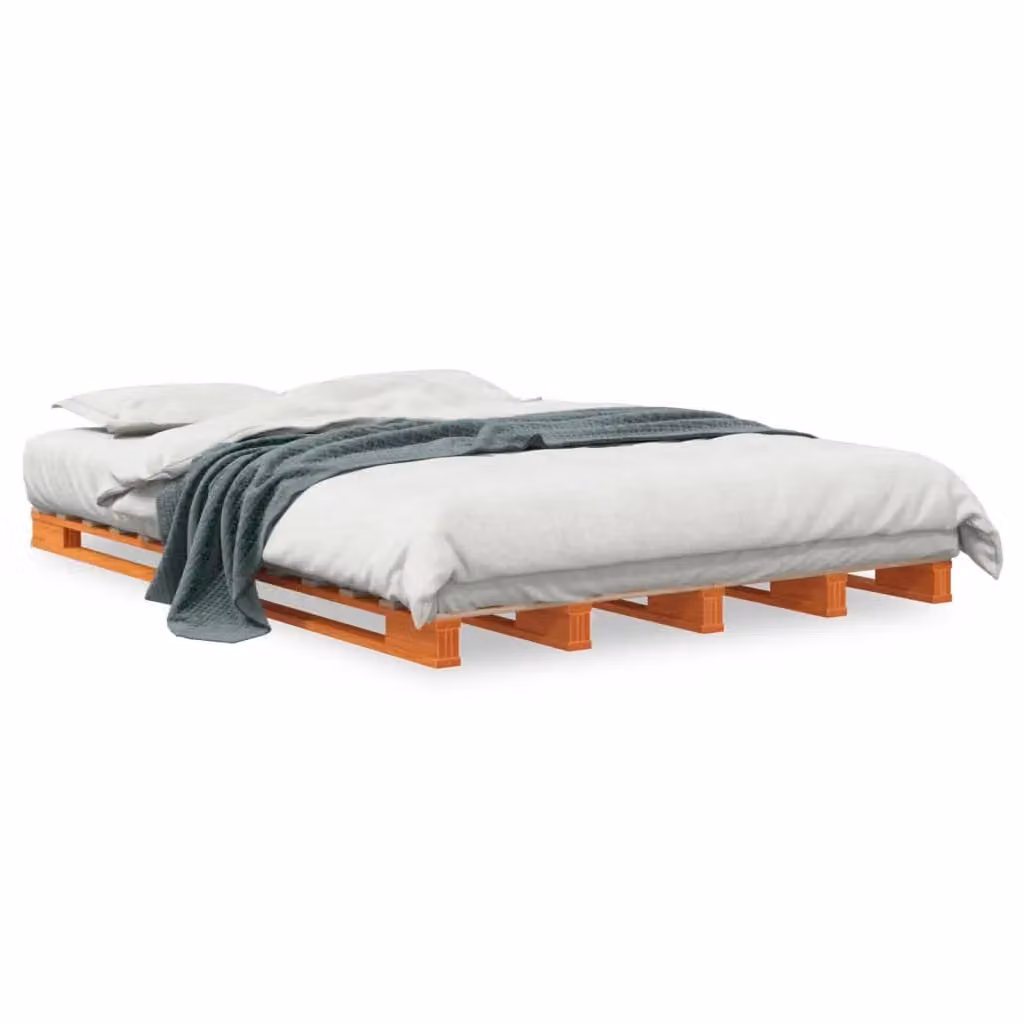 Berkfield Home Pallet Bed in Wax Brown Solid Pine Wood, W/D/H: 140 x 200 cm – 2
