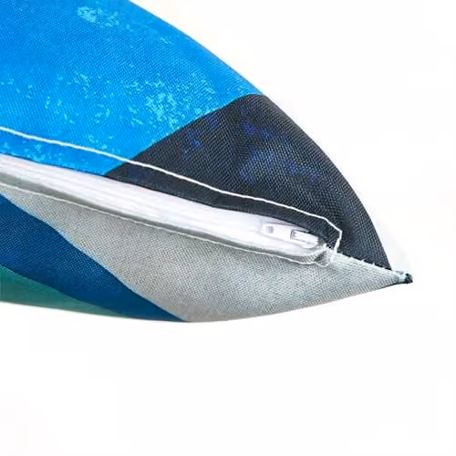 icon Set of 4 Indoor and Outdoor Waterproof Abstract Leaf Cushions in Blue and Yellow, W/D/H: 43 x 43 x 43 cm – 3