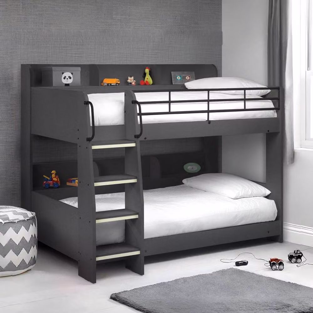 Cheshire Walnut Bunk Bed in Anthracite Grey, Single 90cm – 2