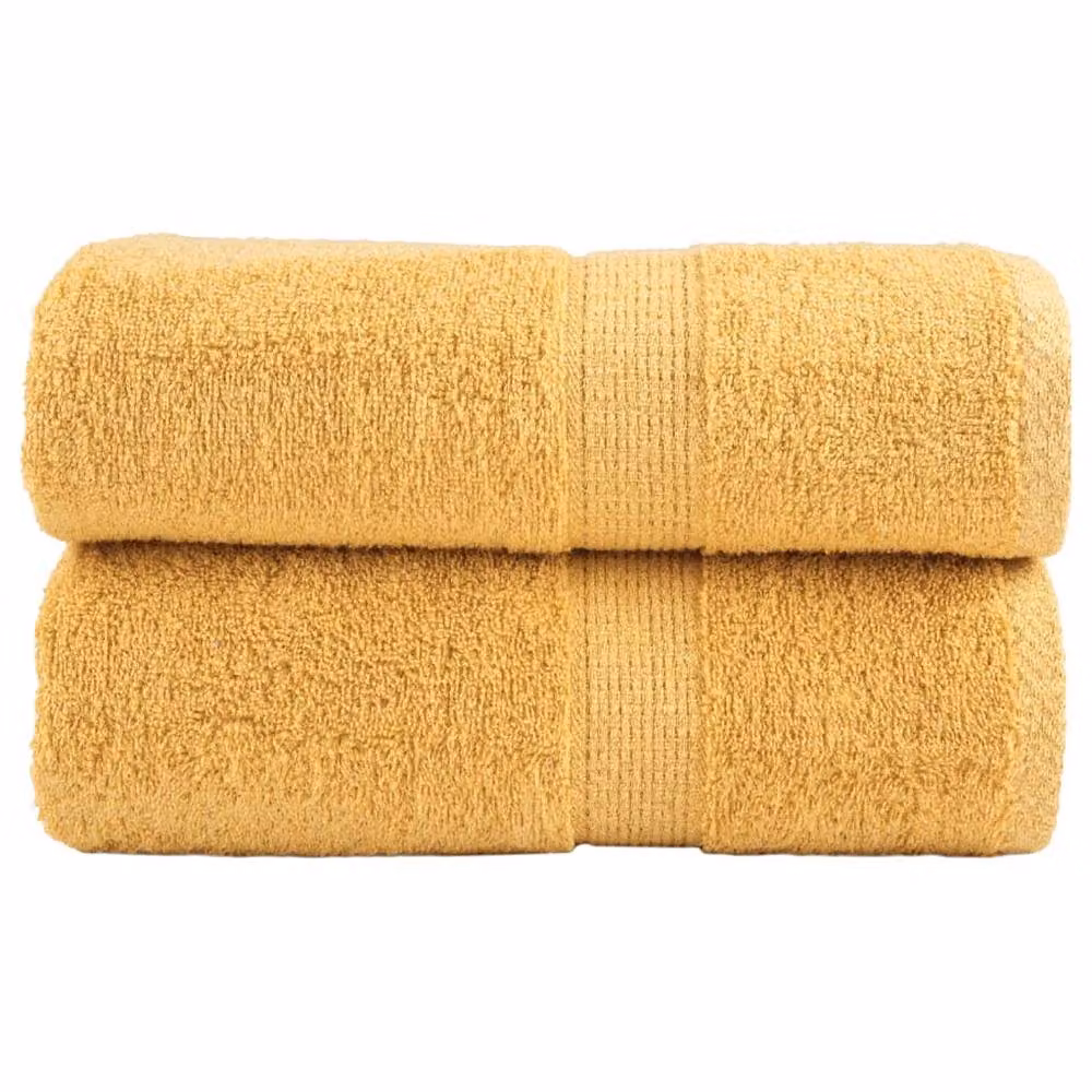 Berkfield Home SOLUND Premium Cotton Terry Guest Towels, Gold, 2 Pack, W: 30 cm, H: 50 cm, 600gsm – 2