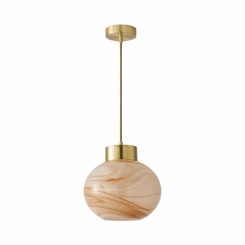 ValueLights Sookie Alabaster Glass and Brushed Gold Ceiling Pendant Light with Included LED Bulb – 1