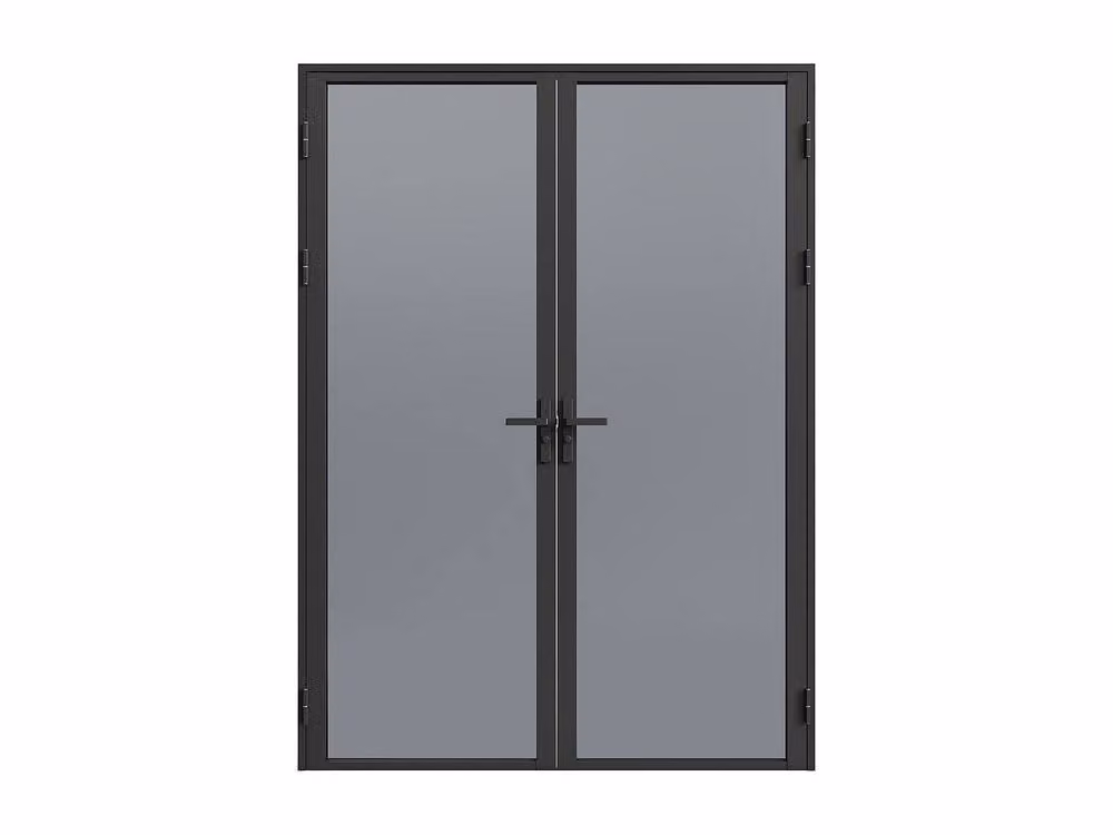 Loxton Reversible Double Door Cabinet with Black Smoked Glass Swinging Aluminium Doors – 2