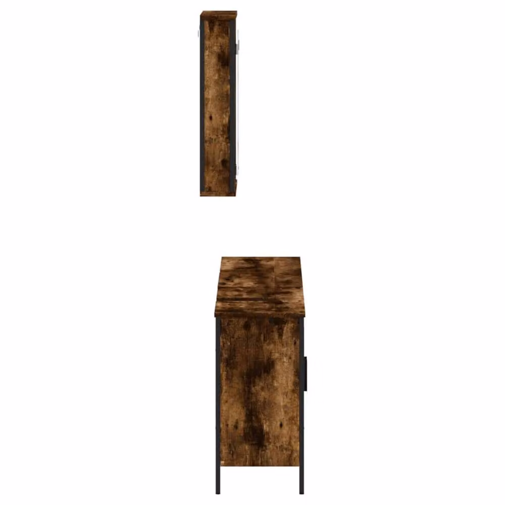 Berkfield Home 3 Piece Industrial Bathroom Furniture Set in Smoked Oak Brown – 3