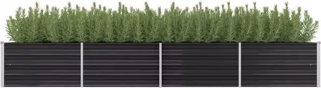 Berkfield Home Garden Anthracite Galvanised Steel Raised Bed, W: 320 cm, D: 80 cm, H: 45 cm