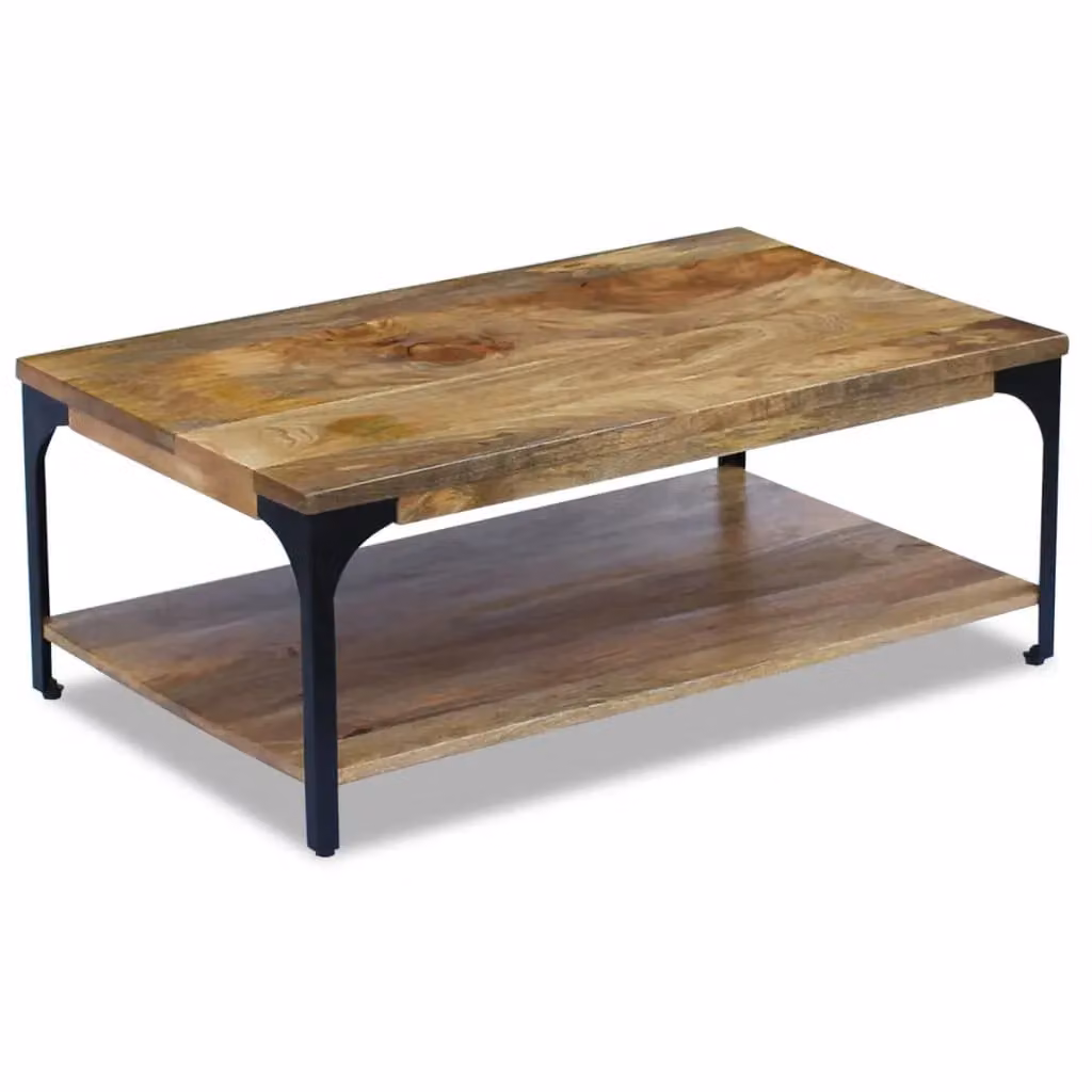 Berkfield Home Mango Wood Coffee Table in Brown, W/D/H: 100 x 60 x 38 cm – 2