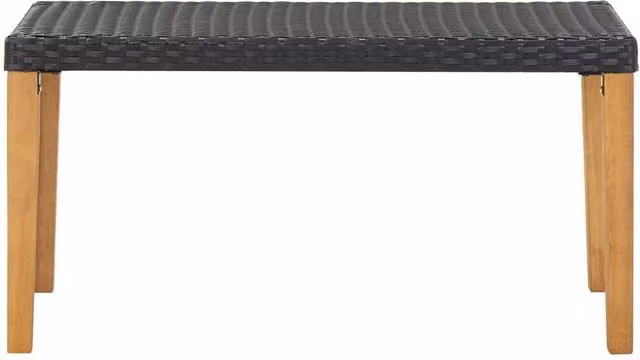 Berkfield Home Modern Garden Bench in Black Poly Rattan and Solid Acacia Wood, Width: 120 cm