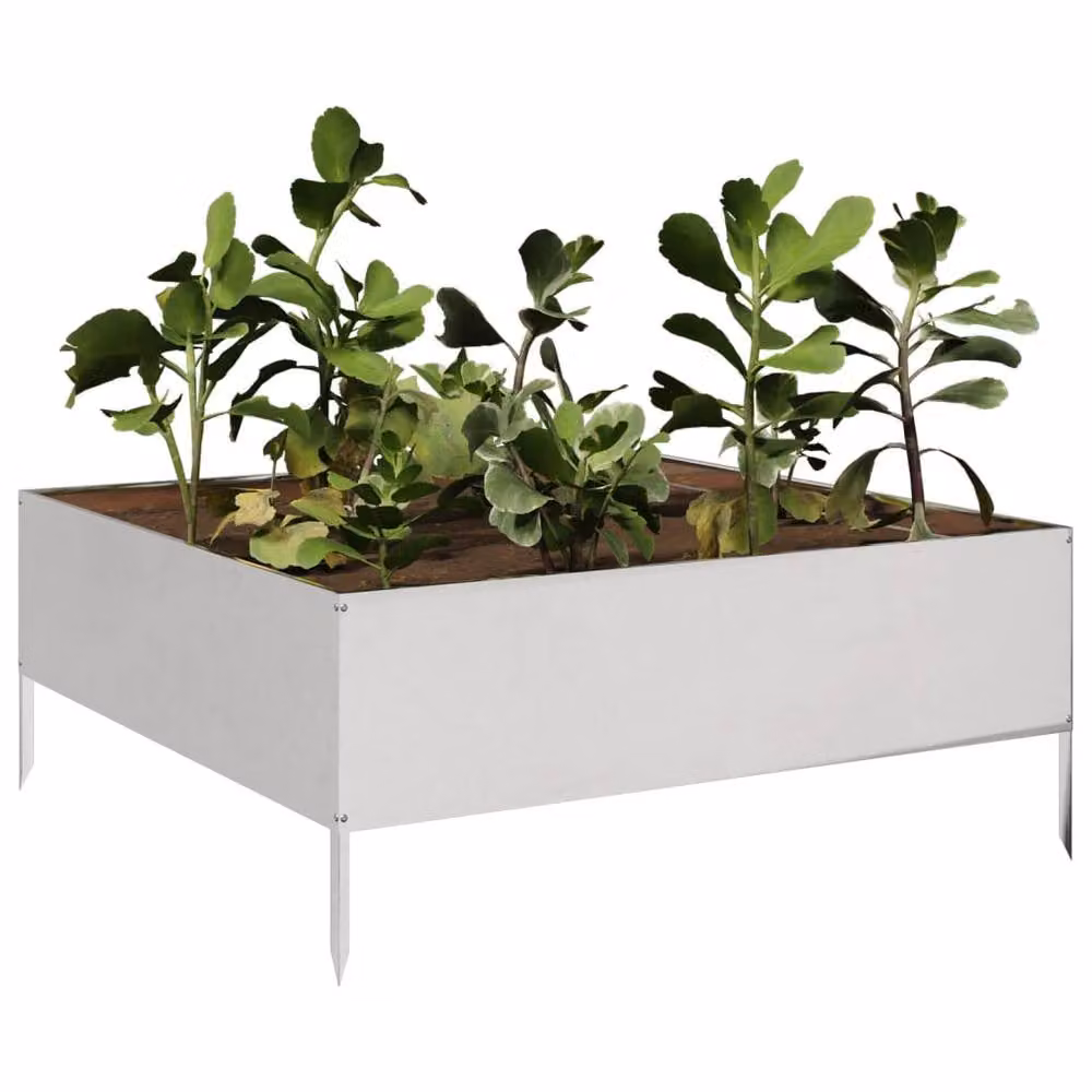 Berkfield Home Garden Stainless Steel Raised Bed in Silver, W/D/H: 100 x 100 x 25 cm – 3