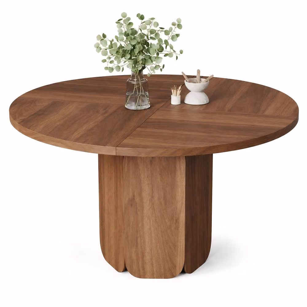 ModernLuxe Modern Round Dining Table in Brown Walnut, Diameter: 120 cm, Height: 75 cm – 3