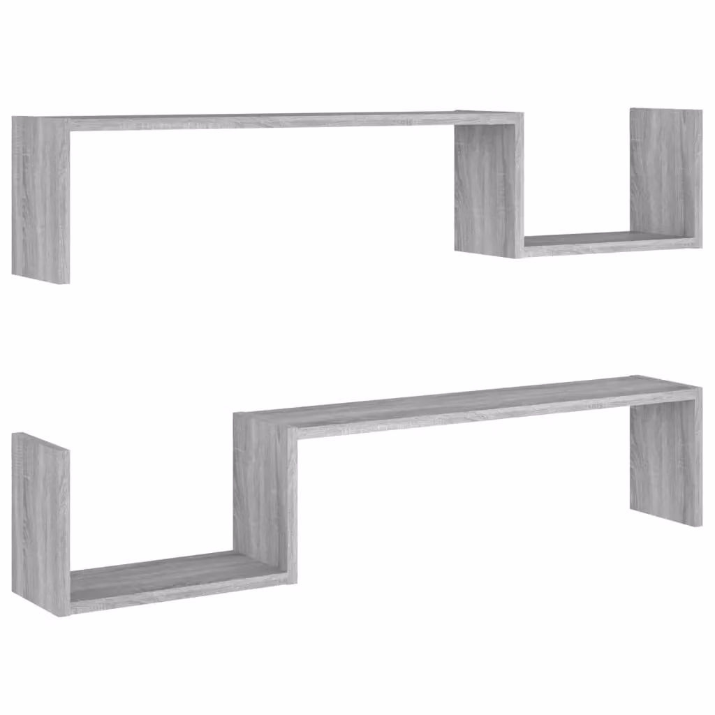 Berkfield Home Wall Mounted Shelves, 2 Piece Set in Grey Sonoma, W/D/H: 100 x 20 x 15 cm – 2