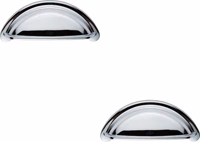 Loops 2-Pack Polished Chrome Cabinet Cup Pull Handles with 76mm Fixing Centres