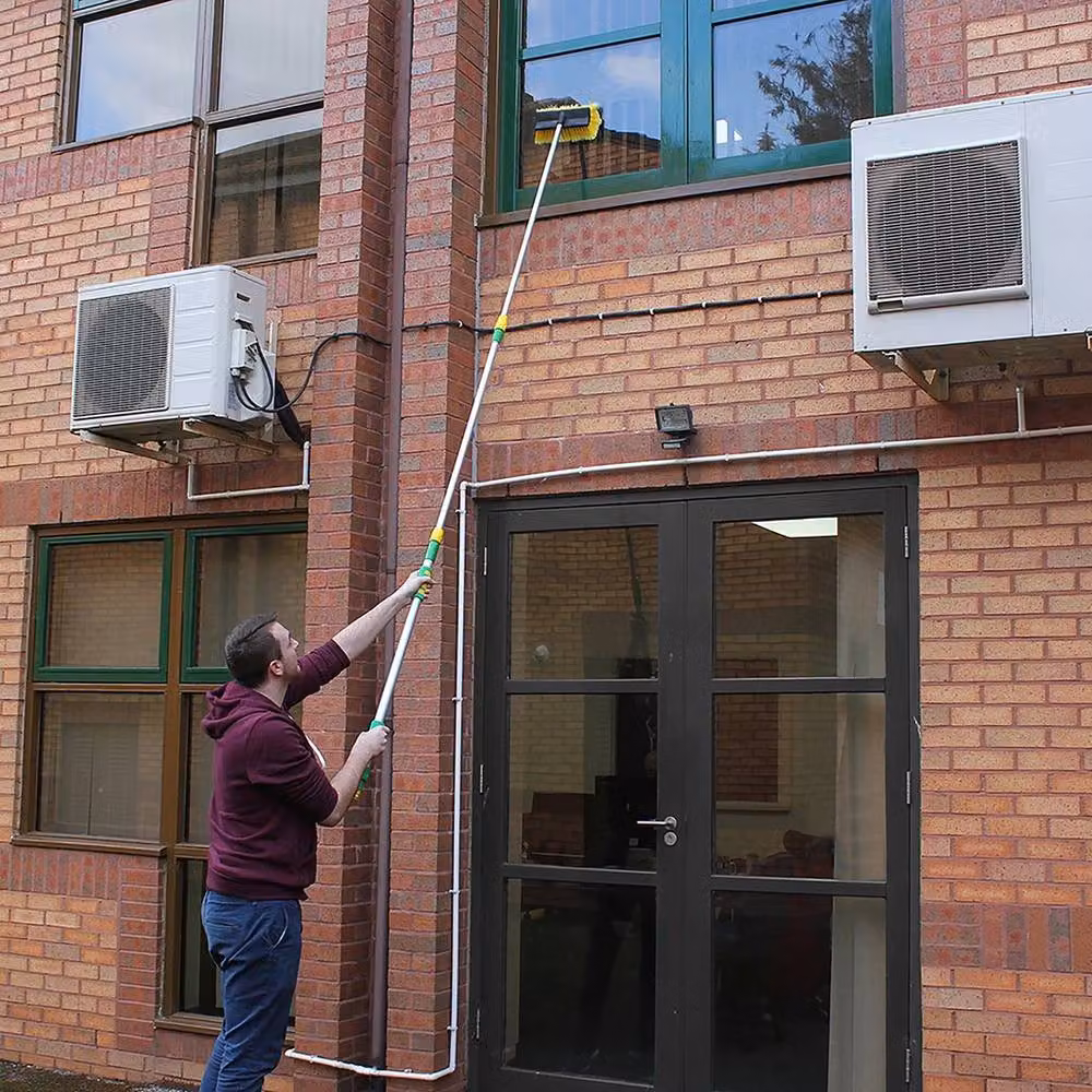 FLAVORA Silver 10ft Water Fed Telescopic Window Cleaning Pole with Squeegee and Telescopic Handle – 2