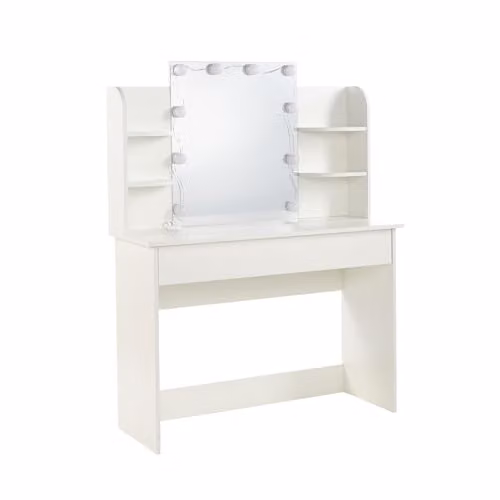 MMT Furniture Designs Ltd Moderna Dressing Table with LED Mirror and Folding Top in White, W/D/H: 108 x 40 x 135 cm