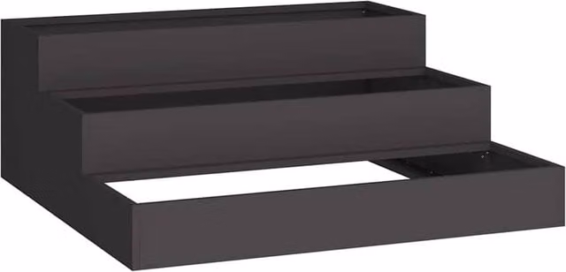 Berkfield Home 3-Tier Steel Garden Planter Tub in Black, W/D/H: 90 x 90 x 35 cm – 1