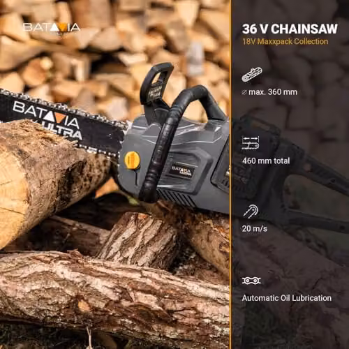 Batavia 36V Brushless 18 Inch Chainsaw Kit in Orange with Rechargeable Battery – 4