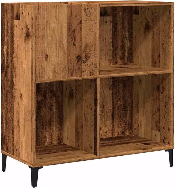 Berkfield Home Record Cabinet in Old Wood Brown, W/D/H: 84.5 x 38 x 89 cm