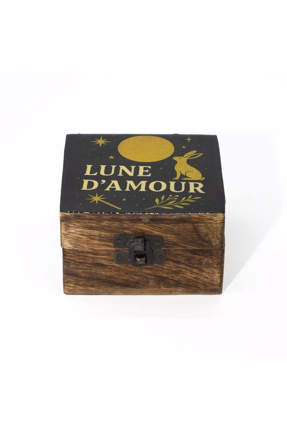 KDMD Lune D'Amore Enamelled Mango Wood Keepsake Box in Brown and Gold – 2