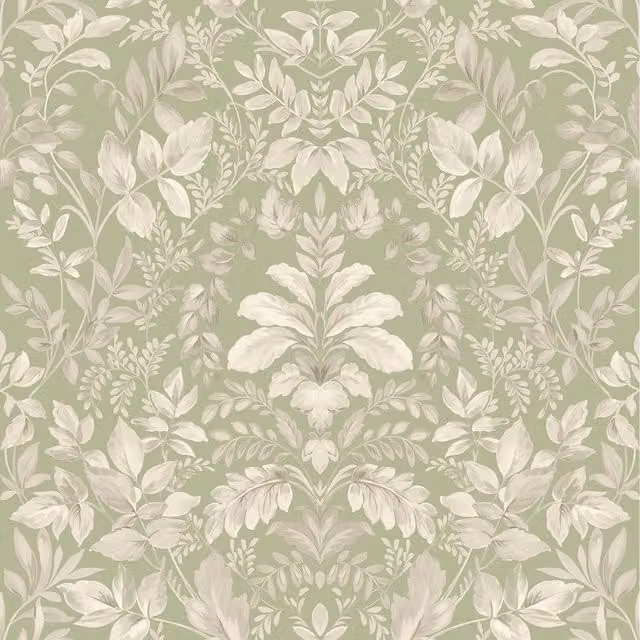 Holden Decor Botanical Floral Damask Leaf Wallpaper in Green