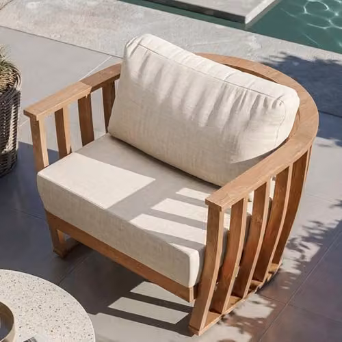 Royalcraft LUCCA 5-Seater Teak-Effect Aluminium Outdoor Garden Lounging Set with Coffee Table and Beige Cushions – 2