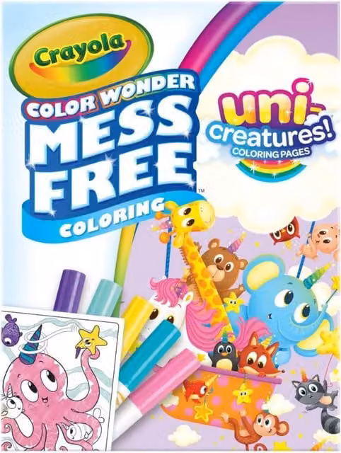 Crayola Color Wonder Uni Creatures Mess Free Colouring Book and Markers in Multicolour
