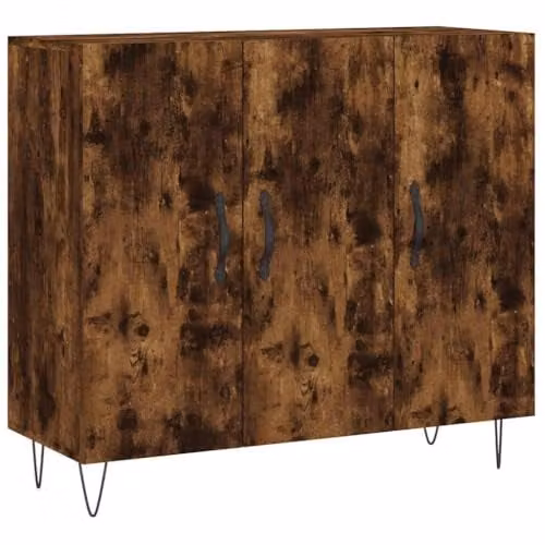 vidaXL Modern Sideboard in Brown Smoked Oak, W/D/H: 90 x 34 x 80 cm