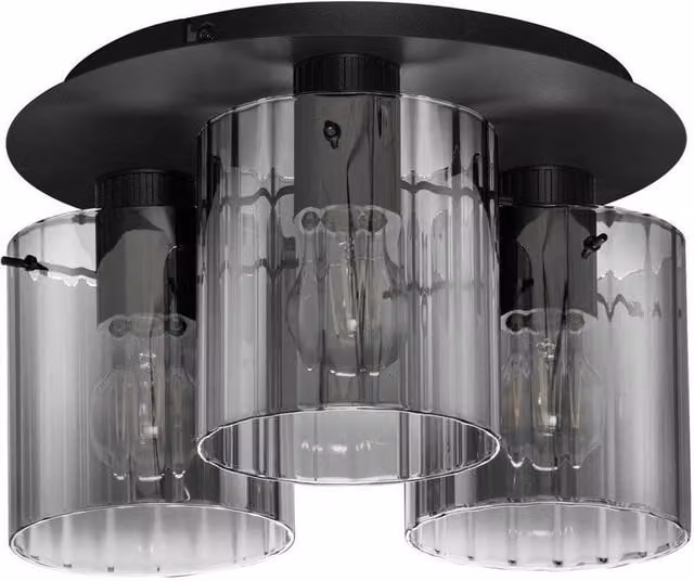 Netlighting Mirbi Shade Cluster Ceiling Light in Grey and Black with Glass Shades and E27 Sockets