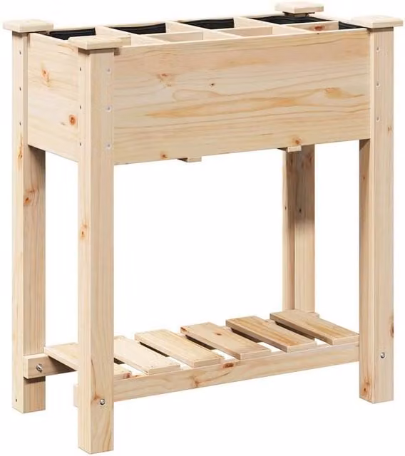 Berkfield Home Garden Planter with Grids in Beige Solid Wood, W/D/H: 71 x 37 x 76 cm – 1