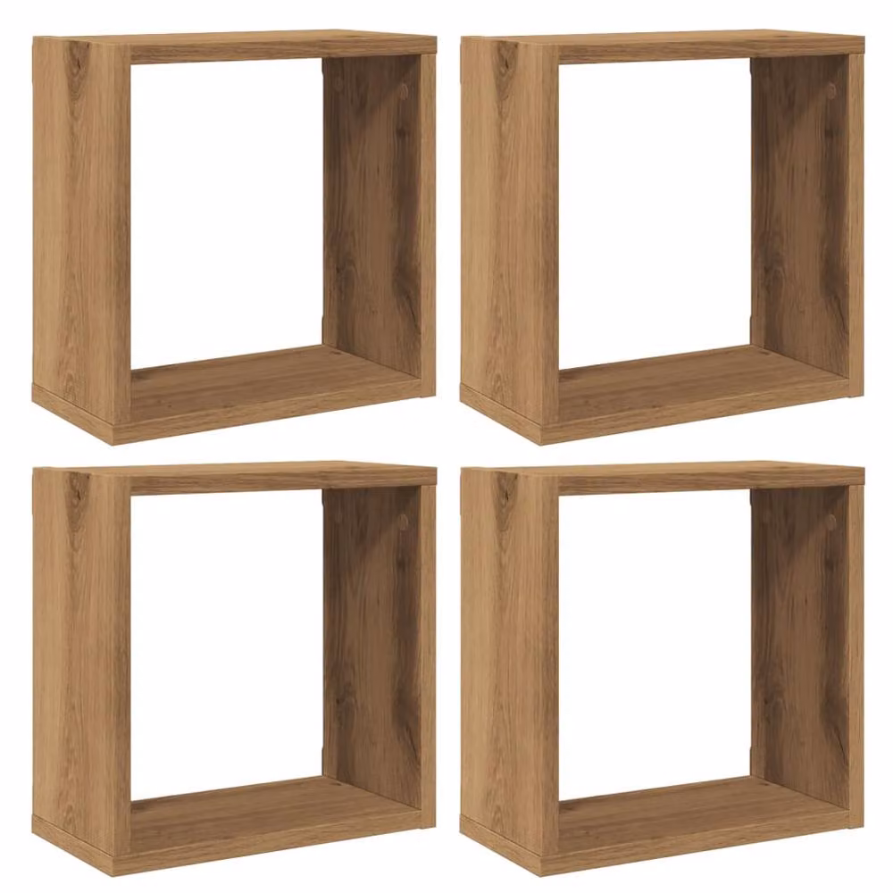 Berkfield Home Artisan Oak Wall Cube Shelves, 4 Piece Brown Engineered Wood Set, W/D/H: 30 x 15 x 30 cm – 2