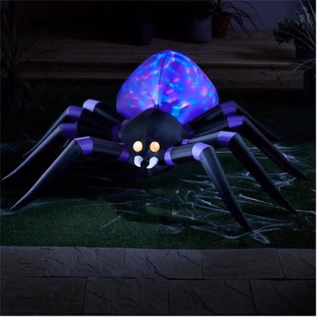 Garden Greatness Black Light-Up Inflatable Halloween Spider Decor – 1