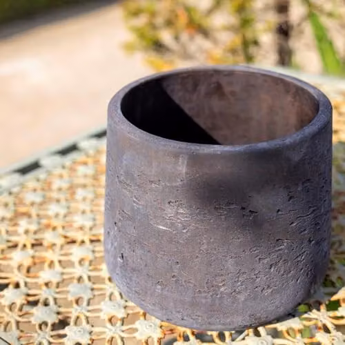 Primrose Round Concrete Hanging Planter in Brown and Grey, Diameter: 17 cm, Height: 14 cm – 3