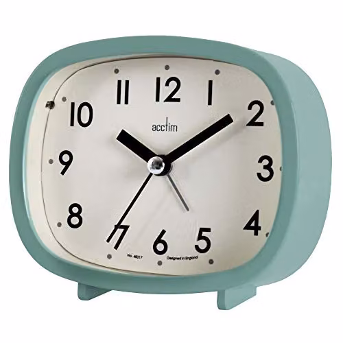 Acctim Hilda Retro Analogue Alarm Clock with Backlight and Snooze Function in Green