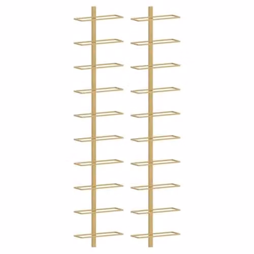 vidaXL Wall-Mounted Gold Metal Modern Wine Rack with 10-Bottle Capacity