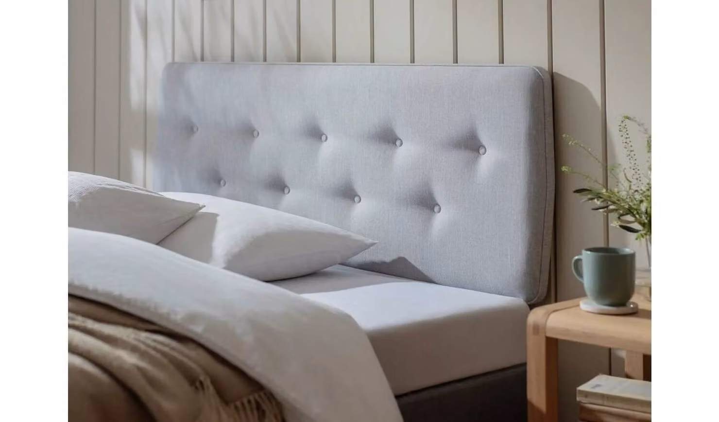 Skandi Upholstered Double Headboard in Grey Fabric