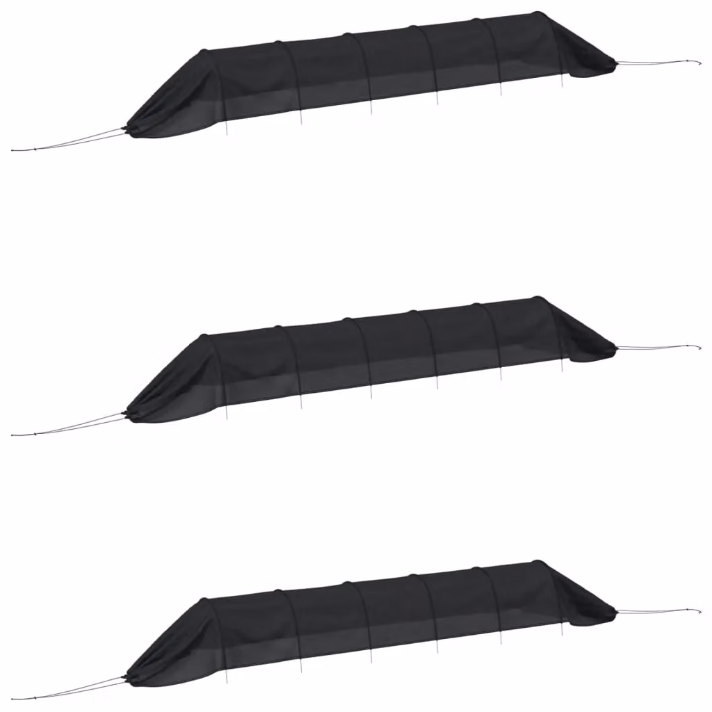 Berkfield Home Netting Tunnels 3 Piece Set in Black Steel and Polyethylene Growing Aid – 2