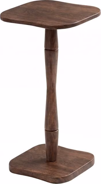 MH London Modern Rounded Solid Wood Side Table in Brown