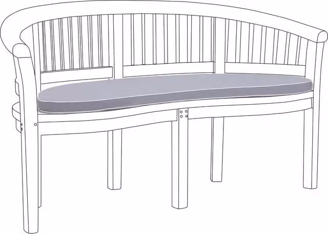 Gardenista Grey Weatherproof Foam Wedge Banana Bench Cushion for Outdoor Gardens