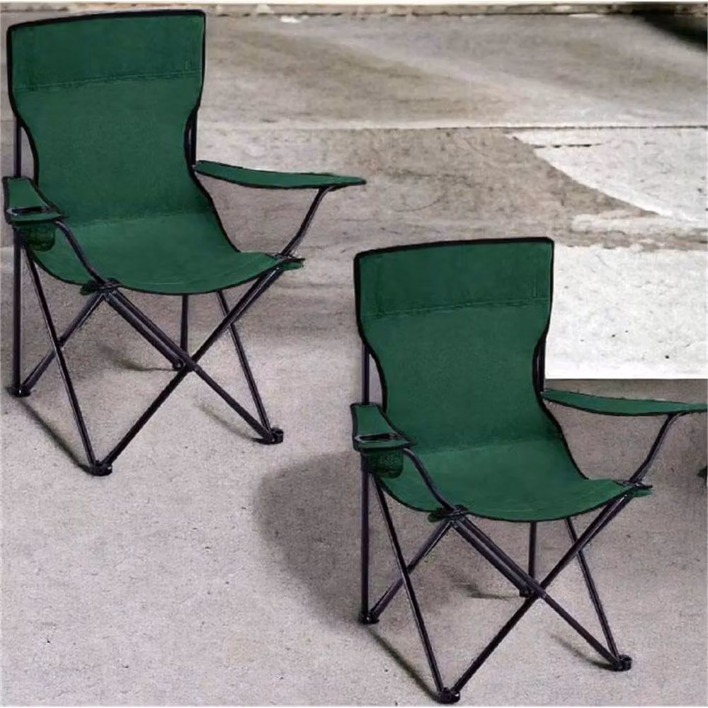 FORGEVIO Set of 2 Green Folding Camping Chairs with Armrests – 3