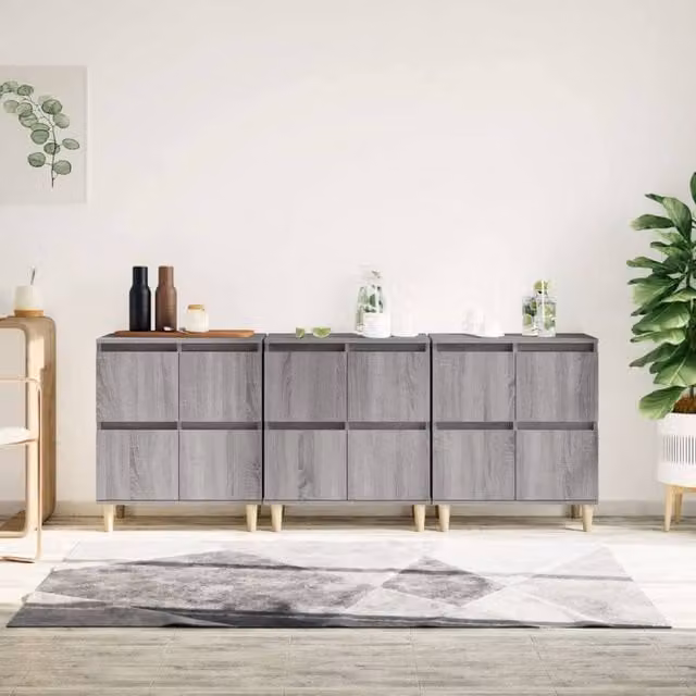 Berkfield Home Set of 3 Grey Sonoma Sideboards, W/D/H: 60 x 35 x 70 cm – 1