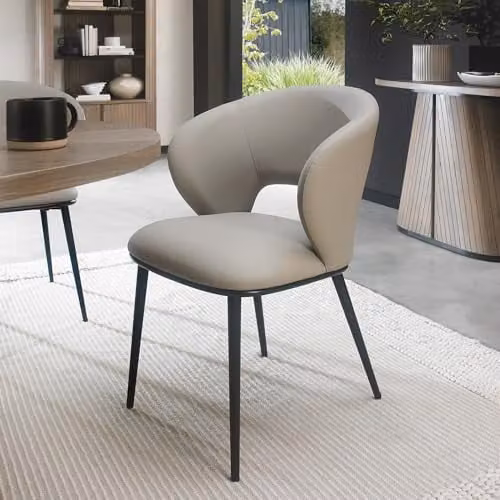 Bentley Designs Luca Upholstered Chairs in Grey Faux Leather (Pair)